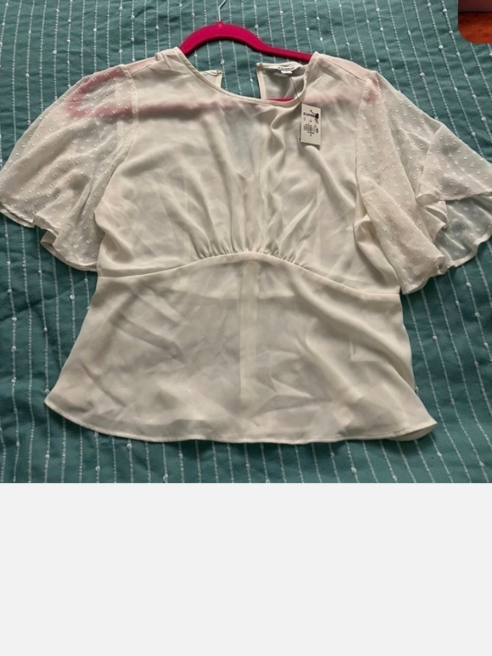 Express Cream Flutter Sleeve Chiffon Blouse NWT
